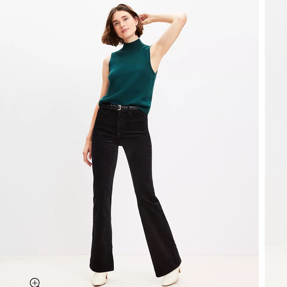 Slim Flare Pants in Velvet - Black - NWT